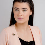 Noble Chafer Beetle Brooch in Silver and Green Amber