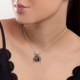 Noble Chafer Beetle Necklace in Silver and Green Amber