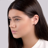 Bird Stud Earrings in Silver and Amber