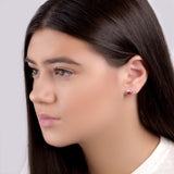 Tiny Bird Stud Earrings in Silver and Coral