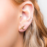 Flying Bird Stud Earrings in Silver with 24ct Gold