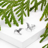 Flying Bird Stud Earrings in Silver