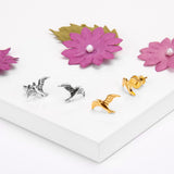 Flying Bird Stud Earrings in Silver with 24ct Gold