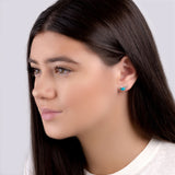 Bird Stud Earrings in Silver and Turquoise