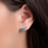 Bird Stud Earrings in Silver and Turquoise
