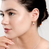 Bluebell Flower Hook Earrings in Silver and Amethyst