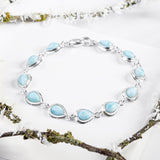 Classic Teardrop Link Bracelet in Silver and Larimar