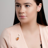 Baltic Amber & Silver Brooch - Natural Designer Gemstone