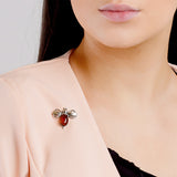 Bumble Bee / Bumblebee Brooch in Silver and Cognac Amber