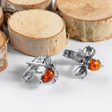 Bumble Bee / Bumblebee Cufflinks in Silver and Cognac Amber