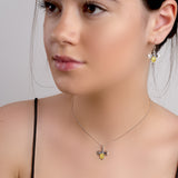 Miniature Bumble Bee / Bumblebee Necklace in Silver and Yellow Amber