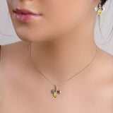 Miniature Bumble Bee / Bumblebee Necklace in Silver and Yellow Amber