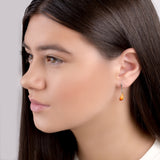 Burning Effect Earrings in Silver and Sunset Amber
