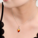 Sunset Amber Flower Bud Necklace in Silver and Amber