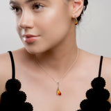 Burning Effect Necklace in Silver and Sunset Amber