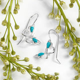 Butterfly Hook Earrings in Silver and Turquoise
