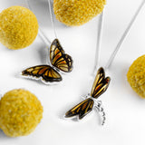 Monarch Butterfly Necklace in Silver and Amber