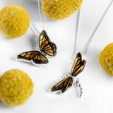Golden Dragonfly Necklace in Silver and Amber