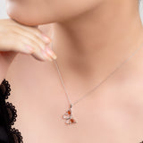 Small Butterfly Necklace in Silver and Amber