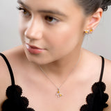 Small Butterfly Necklace in Silver & Yellow Amber