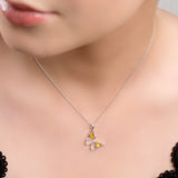 Small Butterfly Necklace in Silver & Yellow Amber