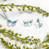 Small Butterfly Necklace in Silver and Turquoise