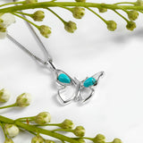 Small Butterfly Necklace in Silver and Turquoise