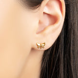 Cute Butterfly Stud Earrings in Silver with 24ct Gold