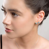 Butterfly Stud Earrings in Silver and Turquoise