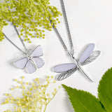 Common Blue Butterfly Necklace in Silver and Blue Lace Agate