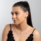 Hand Carved Small Leaf Necklace in Silver and Amethyst