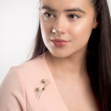 Statement Cat Face Brooch in Silver and Amber