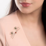 Statement Cat Face Brooch in Silver and Amber