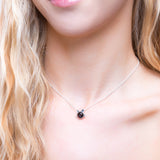 Cute Cat Face Necklace in Silver and Cherry Amber