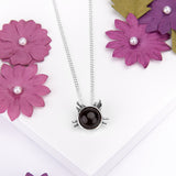 Cute Cat Face Necklace in Silver and Cherry Amber