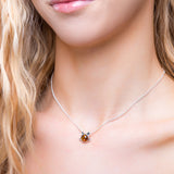 Cute Cat Face Necklace in Silver and Amber