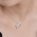Sleeping Cat Necklace in Silver & Cubic Zirconia