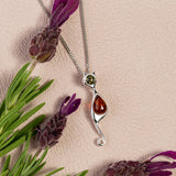 Cat Necklace in Silver and Amber