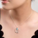 Cuddling Cats Necklace in Silver and Turquoise