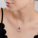 Cuddling Cats Necklace in Silver and Lapis Lazuli