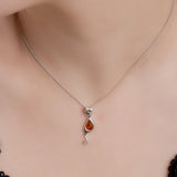 Cat Necklace in Silver and Amber