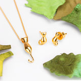 Miniature Cat Necklace in Silver with 24ct Gold