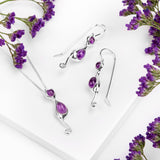 Cat Necklace in Silver and Amethyst