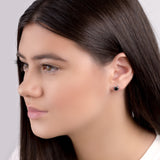 Cute Cat Face Stud Earrings in Silver and Cherry Amber