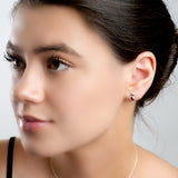 Sitting Cat Stud Earrings in Silver and Amber