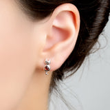 Sitting Cat Stud Earrings in Silver and Amber