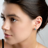 Sitting Cat Stud Earrings in Silver and Turquoise