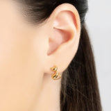 Cool Cat Stud Earrings in Silver with 24ct Gold
