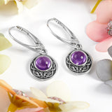 Celtic Circle Earrings in Silver and Amethyst