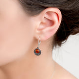 Celtic Circle Earrings in Silver and Amber